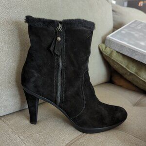 Stuart Weitzman 11.5 M booties black suede sport rubber sole NIB